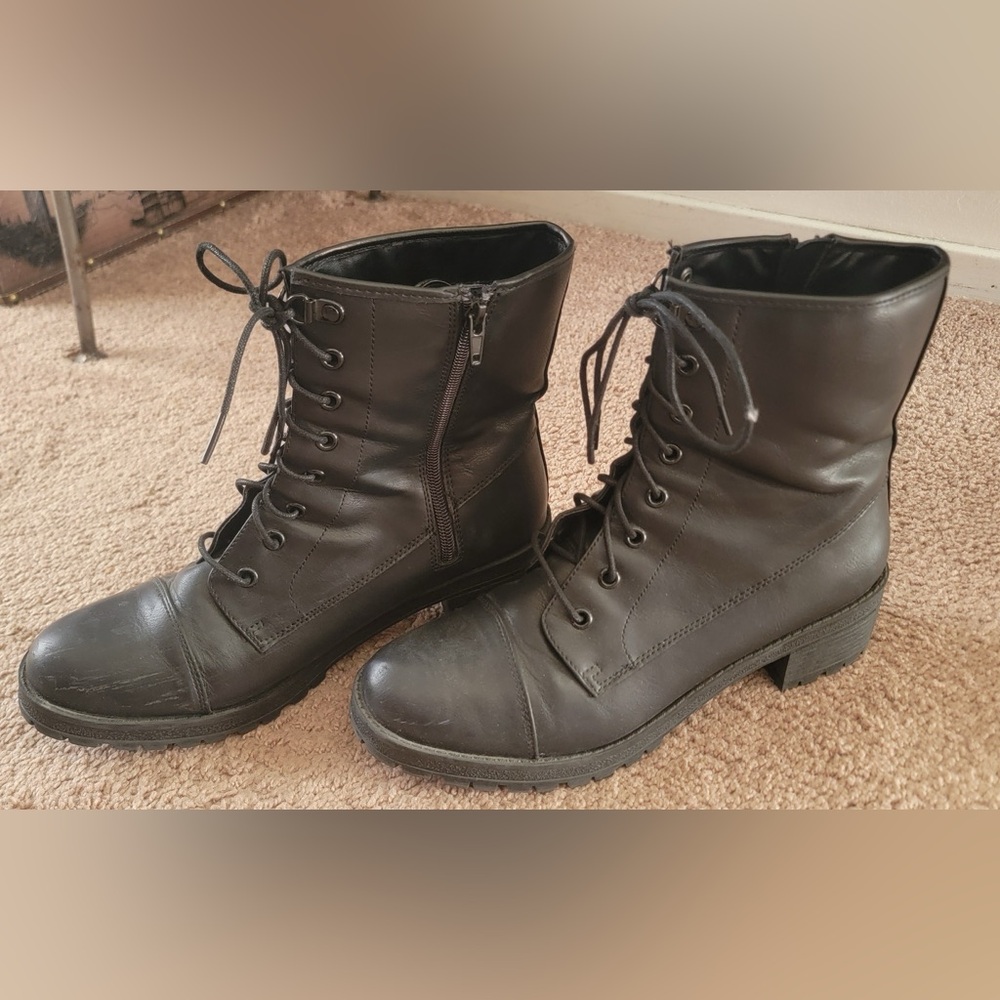 Madden Girl Black Combat Boots
